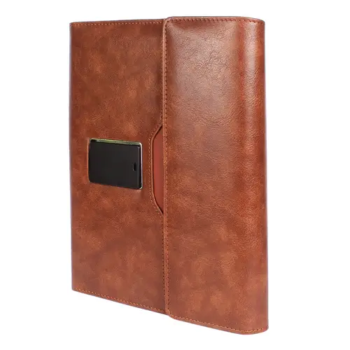 Vintage Brown Leather Finished 8000mAh Power Bank Diary With Pen